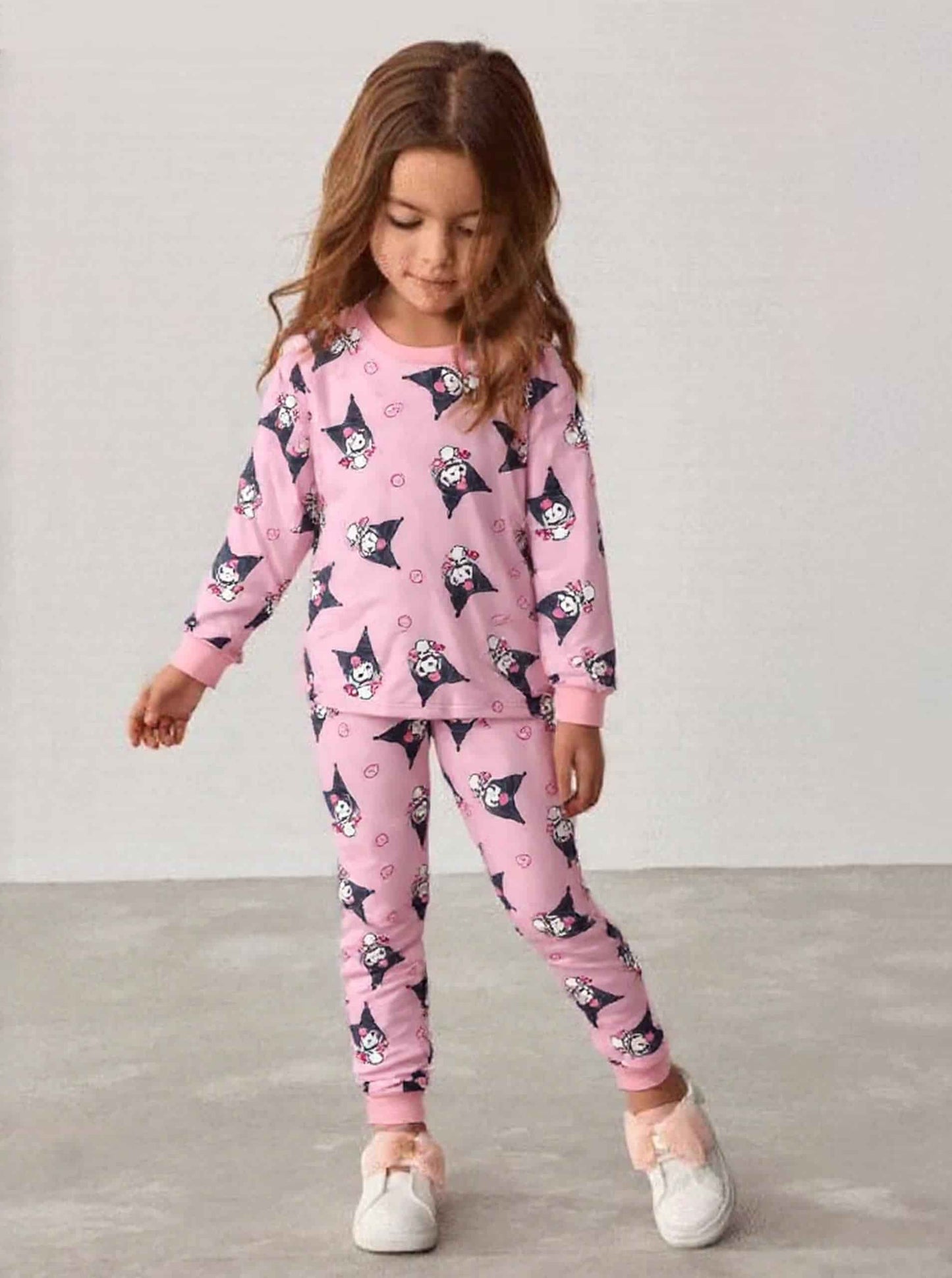 Kuromi Girl Cotton Fleece Pajamas Set- Pink
