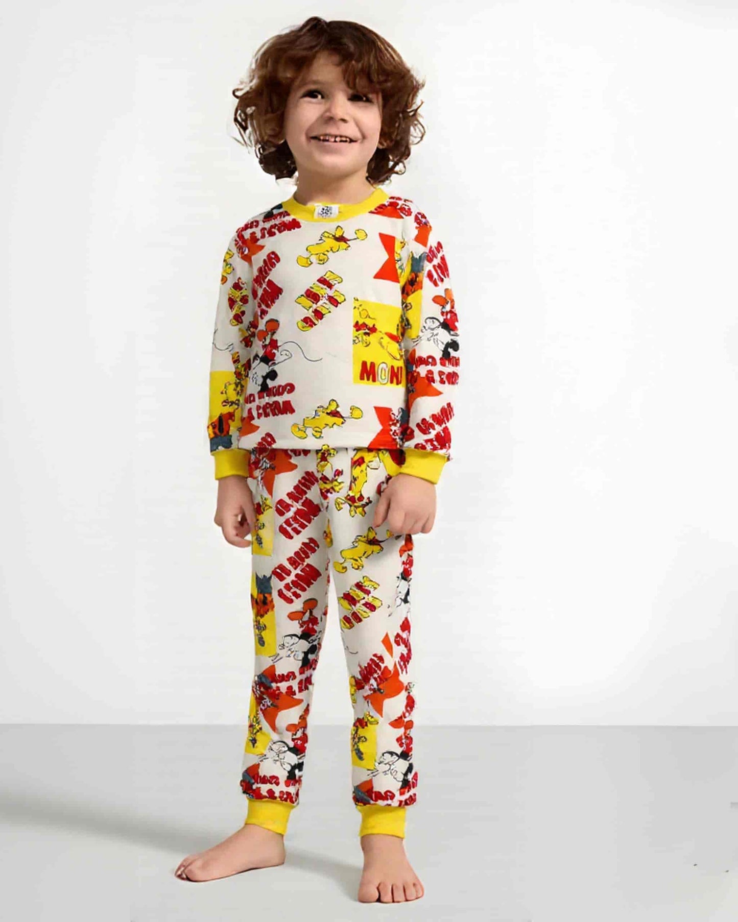 Mickey Boy Cotton Fleece Pajamas Set- Yellow