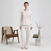 Flora Zip Neck Women Pajama Set- White