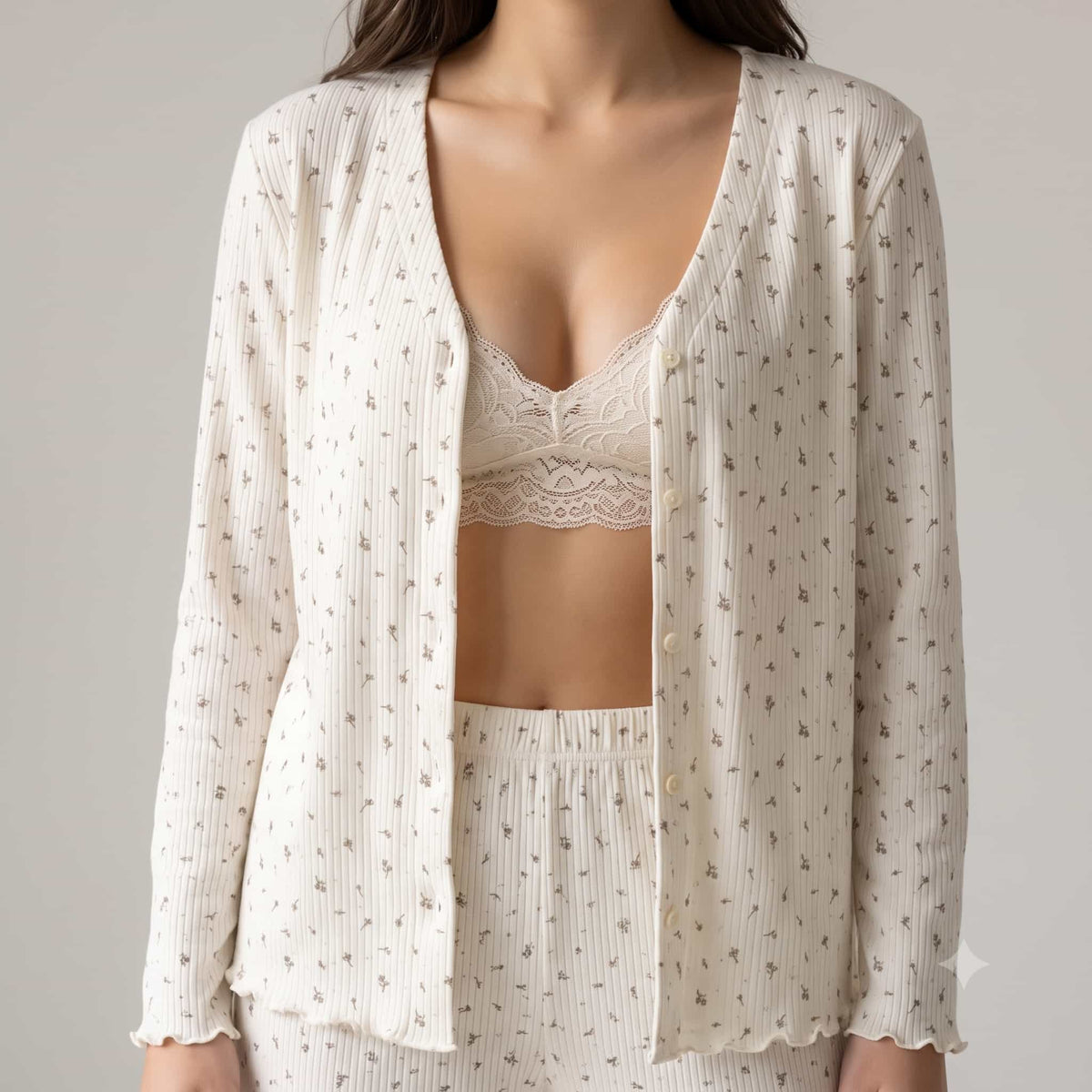 Meadow Muse Women Full Sleeves Pajama Set – Ivory