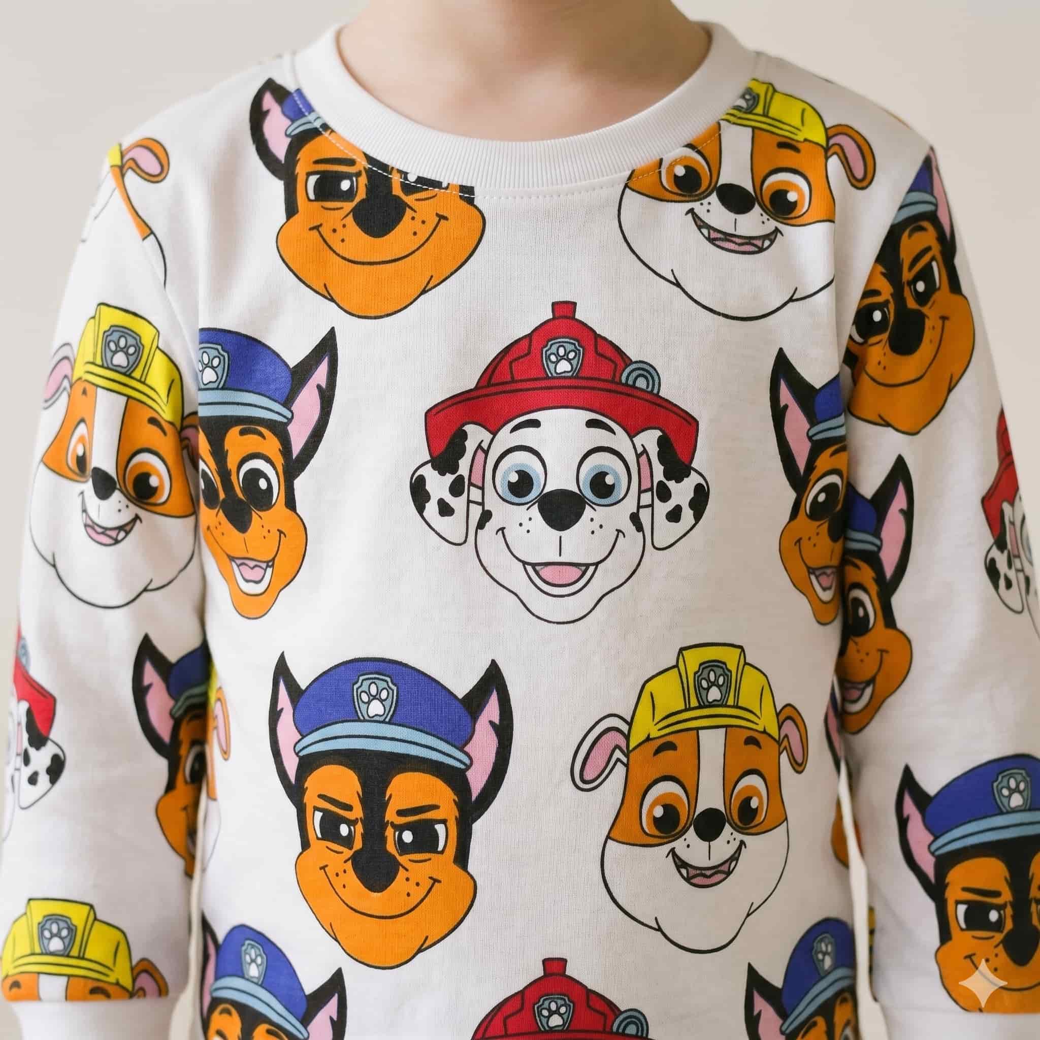 Paw Petrol Boys Full Sleeves Pajama Set - White
