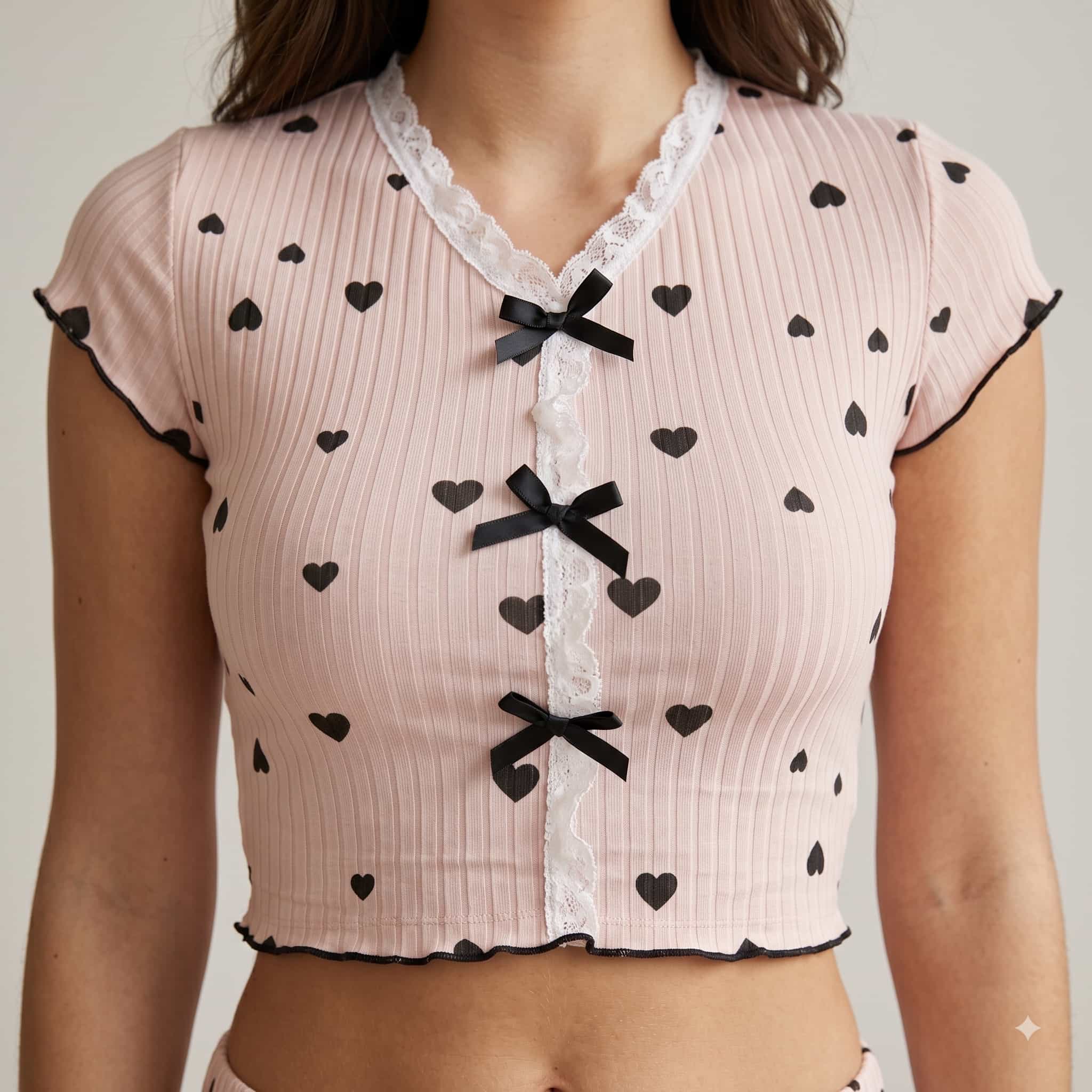 Coquette Crush Women Short Sleeves Pajama Set - Pink