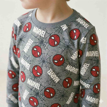 Spiderman Boy Full Sleeves Pajama Set- Grey
