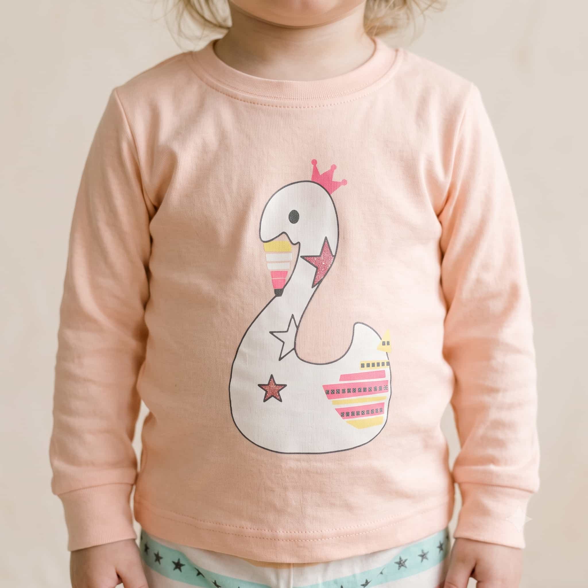 Royal Swan Baby Girls Full Sleeves Pajama Set - Light Pink