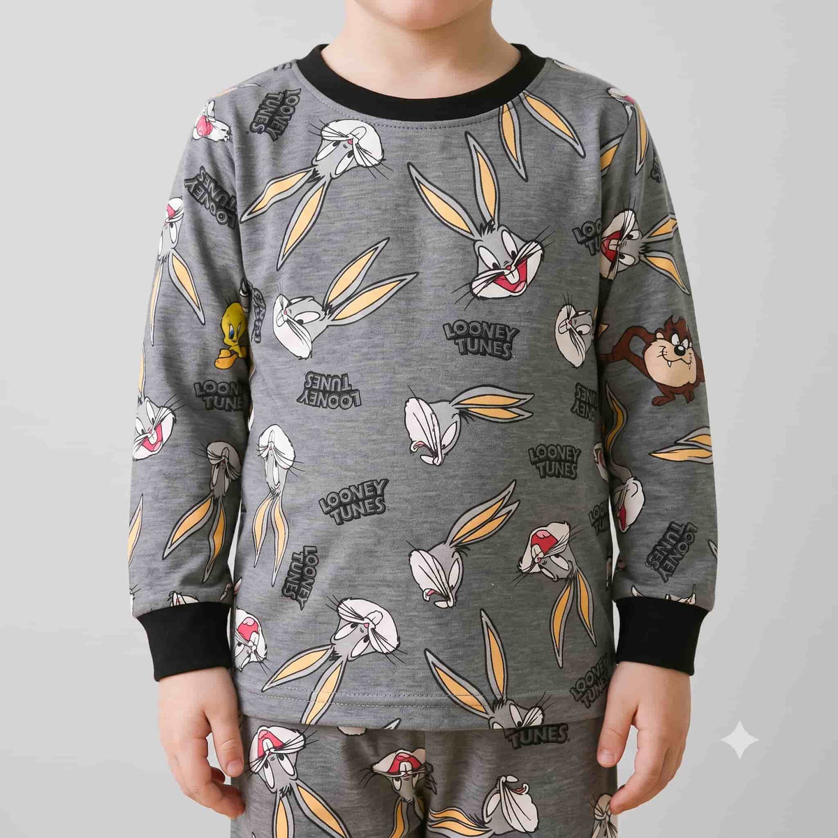 Looney Toon Boys Full Sleeves Pajama Set - Grey