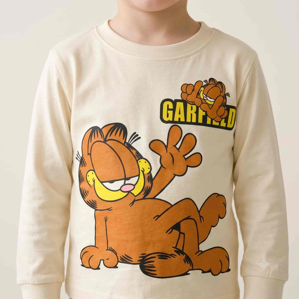 Garfield Boys Full Sleeves Pajama Set – Cream