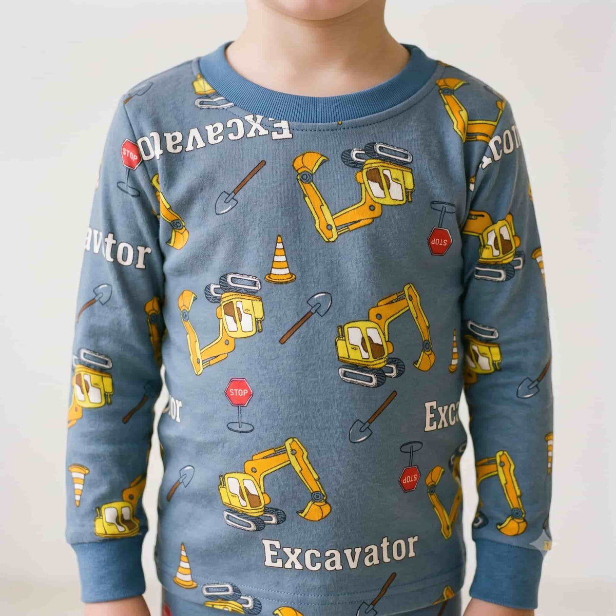 Digger Adventure Boys Winter Full Sleeves Pajama Set – Dusty Blue
