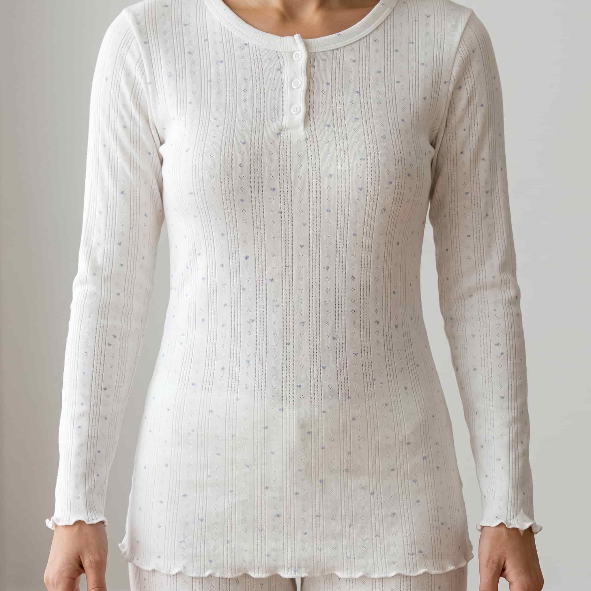 Cloud Whisper Women Full Sleeves Pajama Set - White