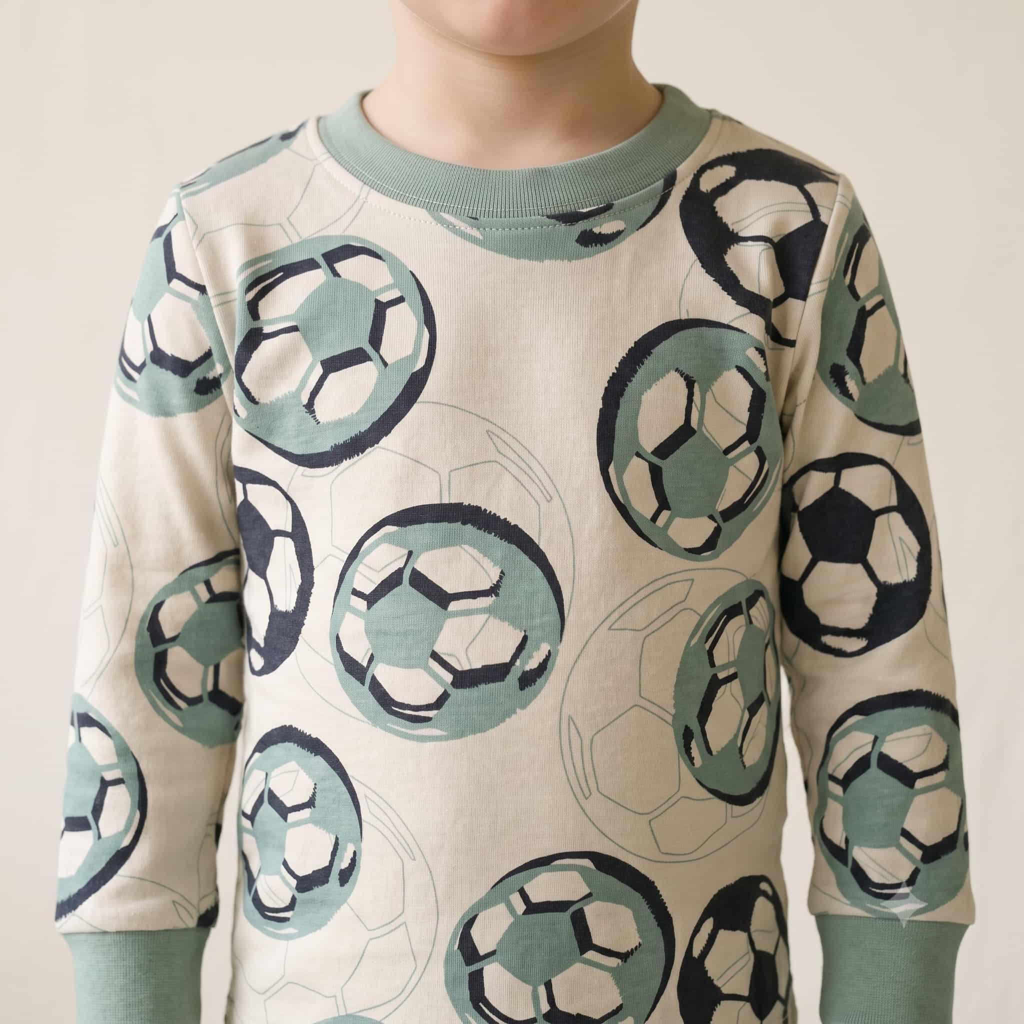 Goal Getter Boys Full Sleeves Pajama Set - Sage Green