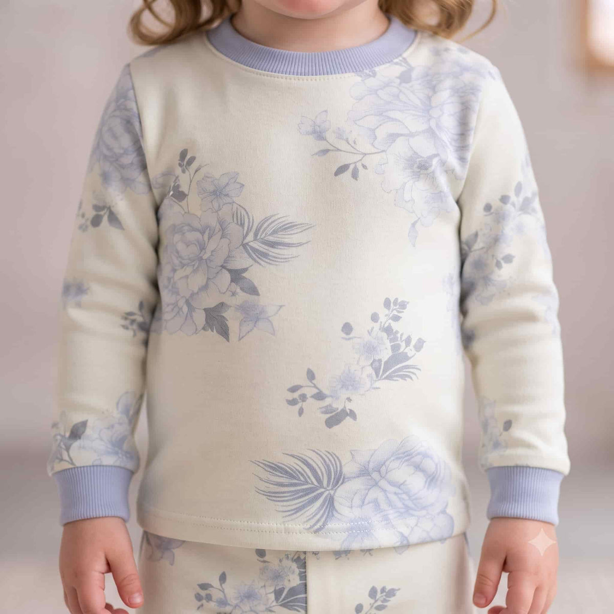 Misty Bloom Baby Girls Full Sleeves Pajama Set - Light Blue