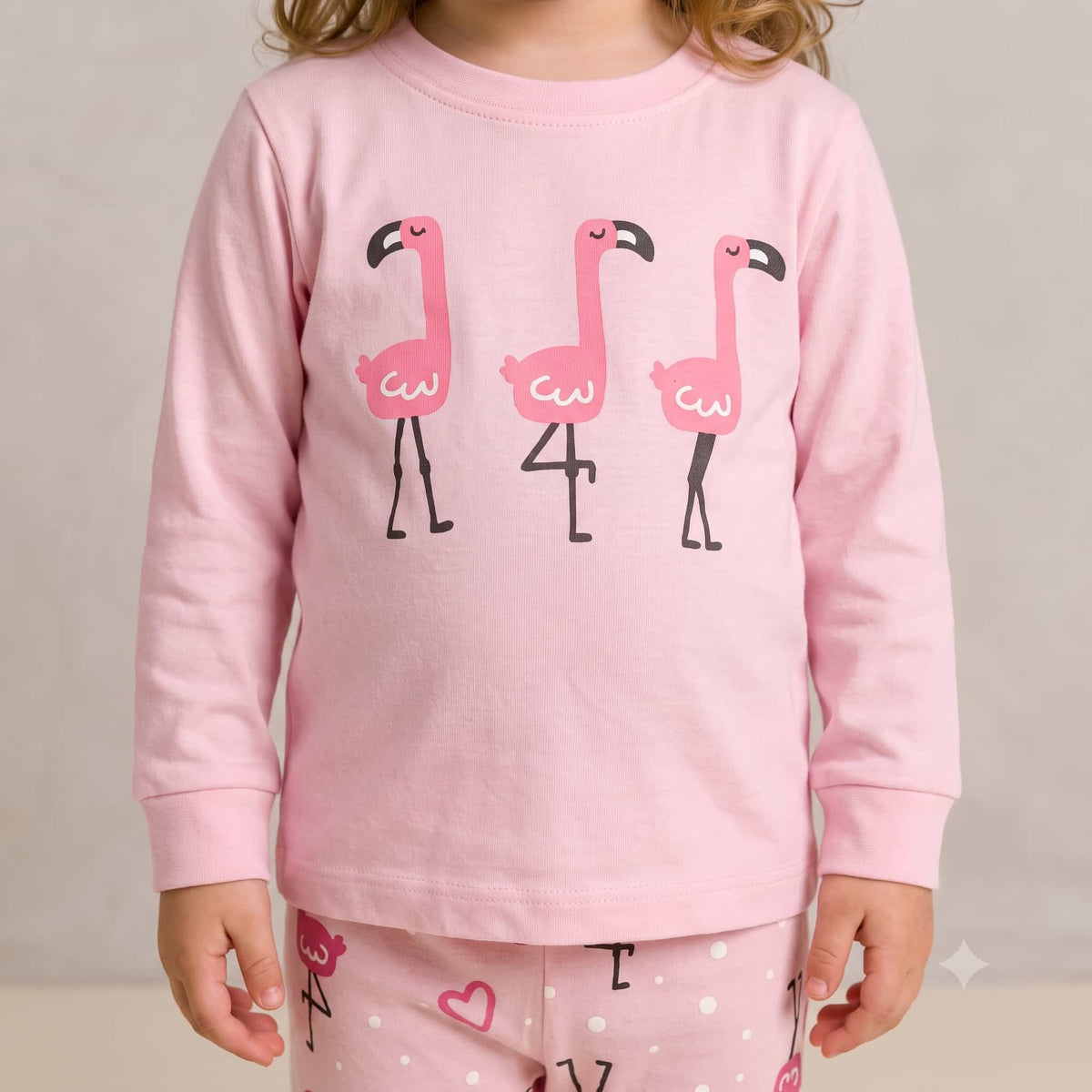 Flamingo Baby Girls Full Sleeves Pajama Set – Pink