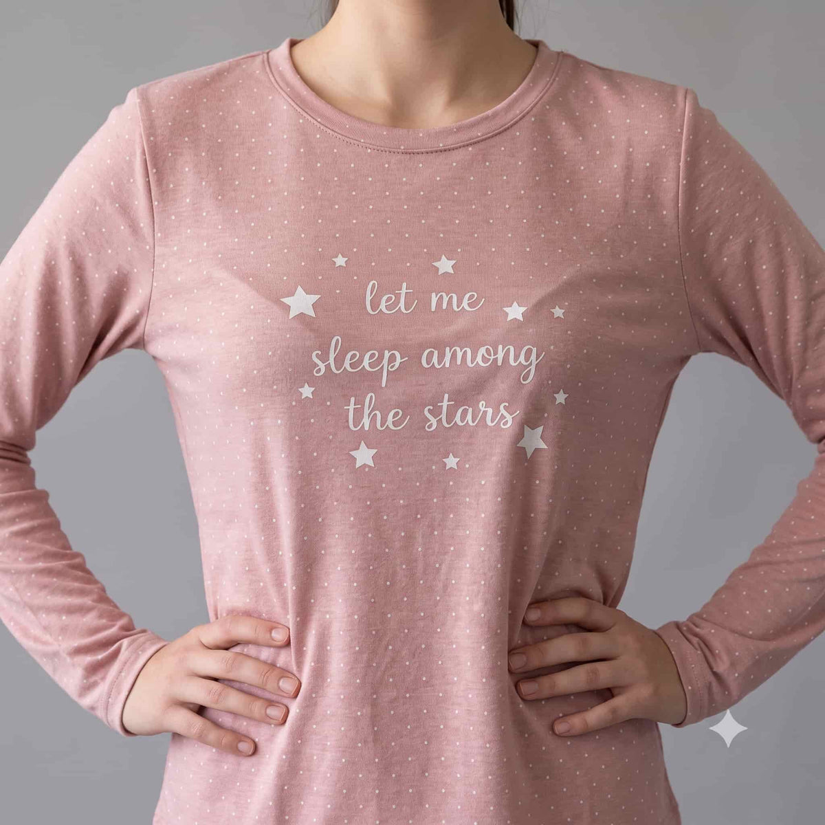 Starry Dreams Women Full Sleeves Pajama Set - Pink