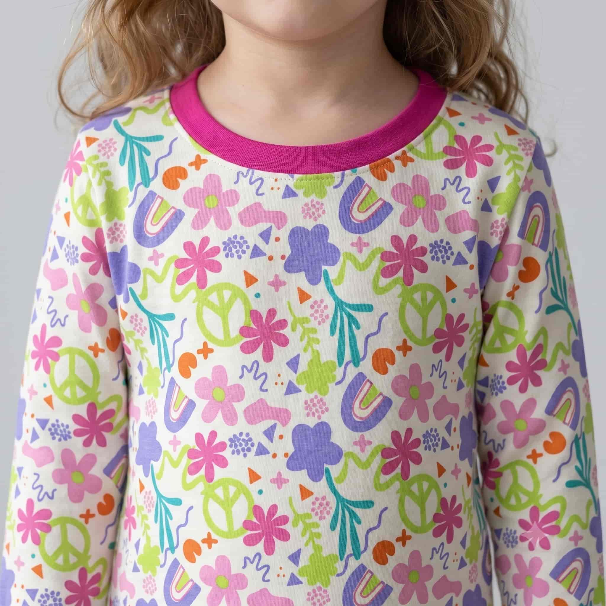Groovy Garden Girls Full Sleeves Pajama Set - Multi-Colour