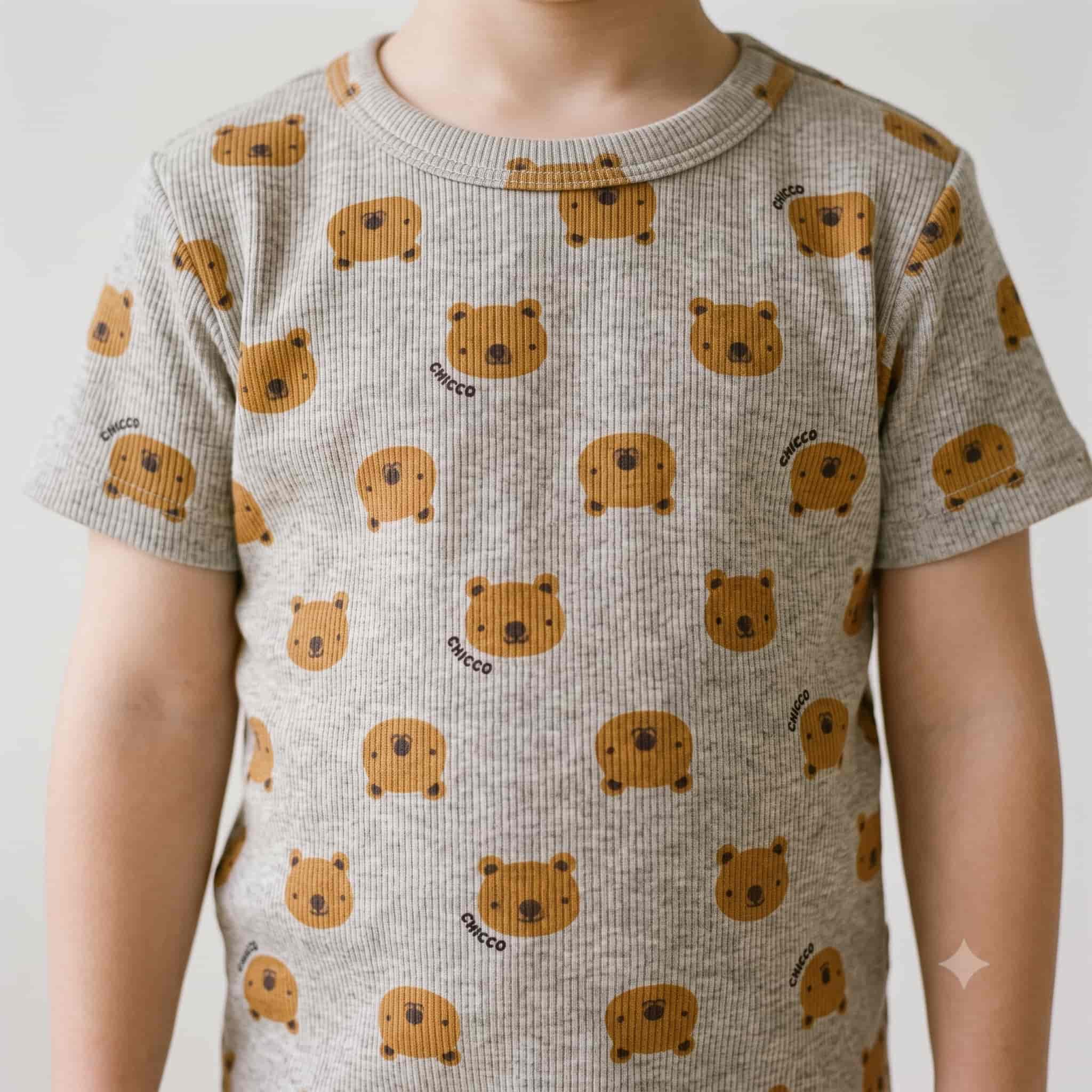 Beary Cozy Boys Half Sleeves Pajama Set - Heather Grey