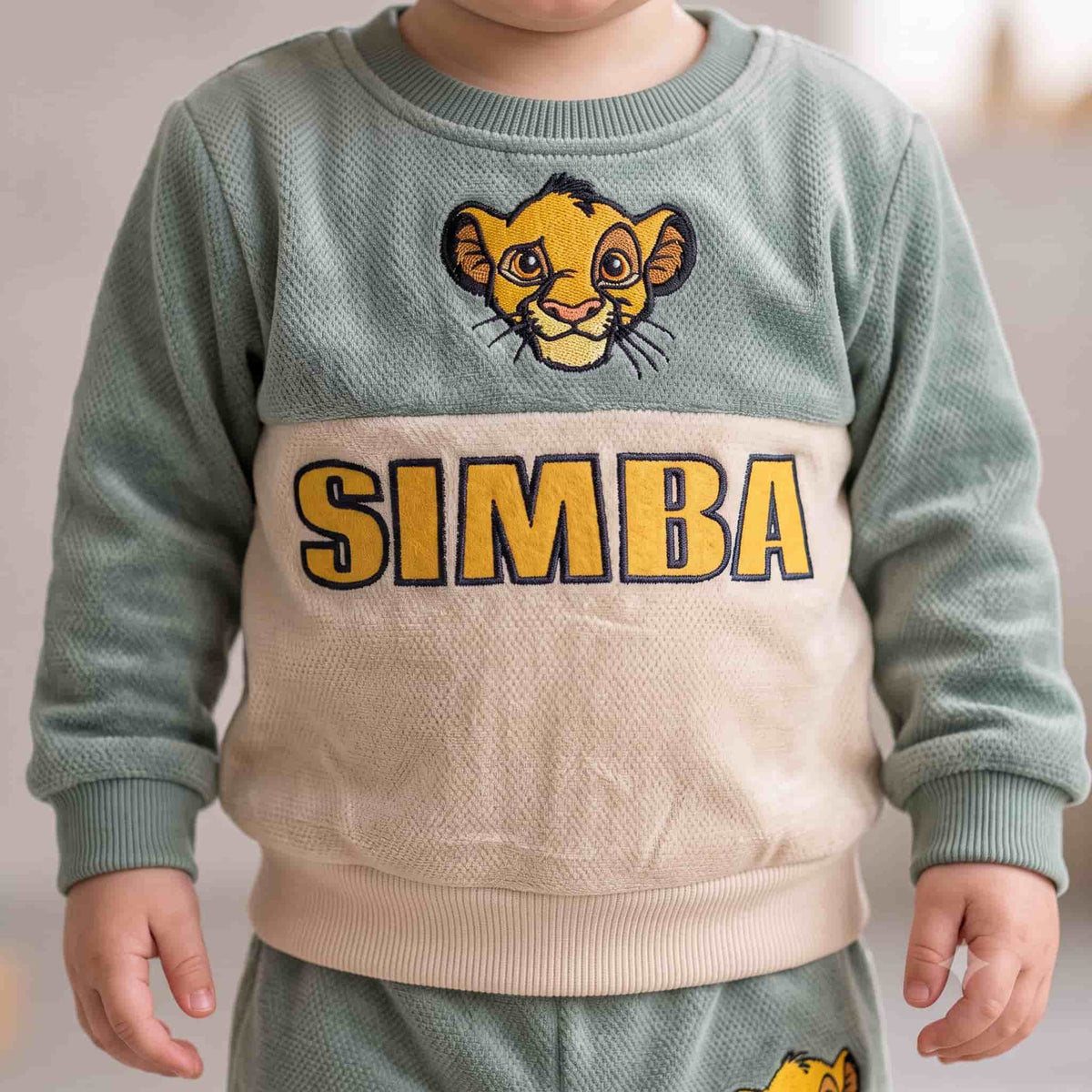 Simba Lion King Baby Boys Winter Full Sleeves Pajama Set – Sage Green & Cream
