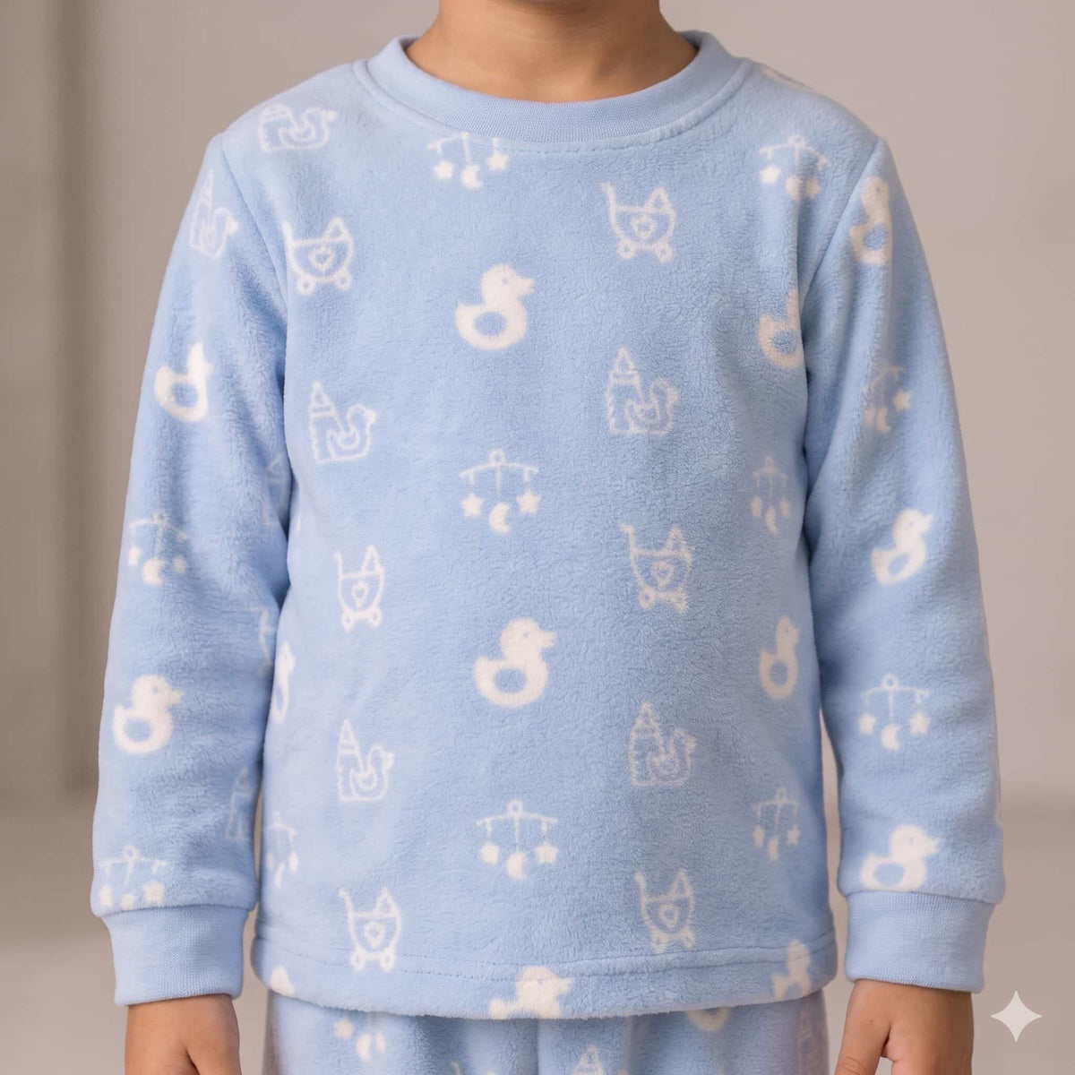 Duckie Dreams Boys Winter Full Sleeves Pajama Set - Sky Blue