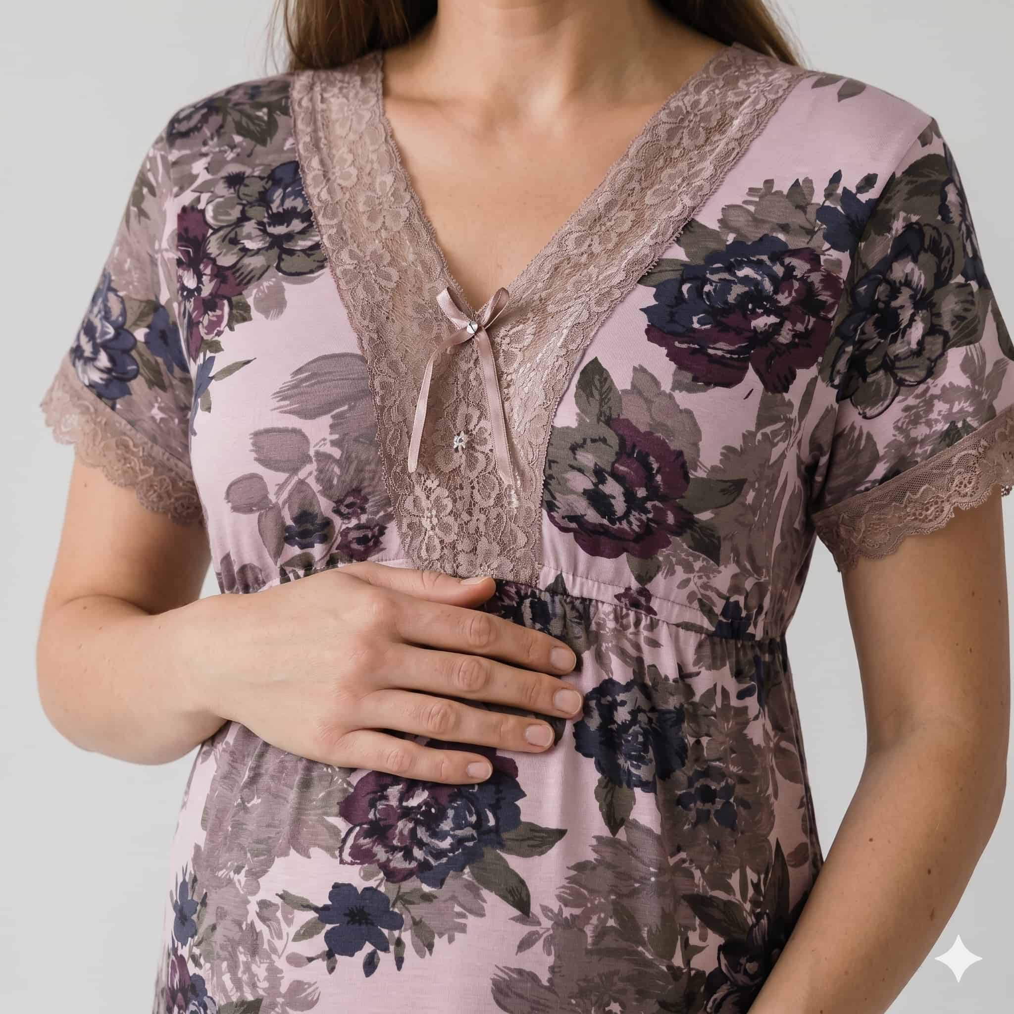 Vintage Bloom Women Half Sleeves Pajama Set - Dusty Mauve