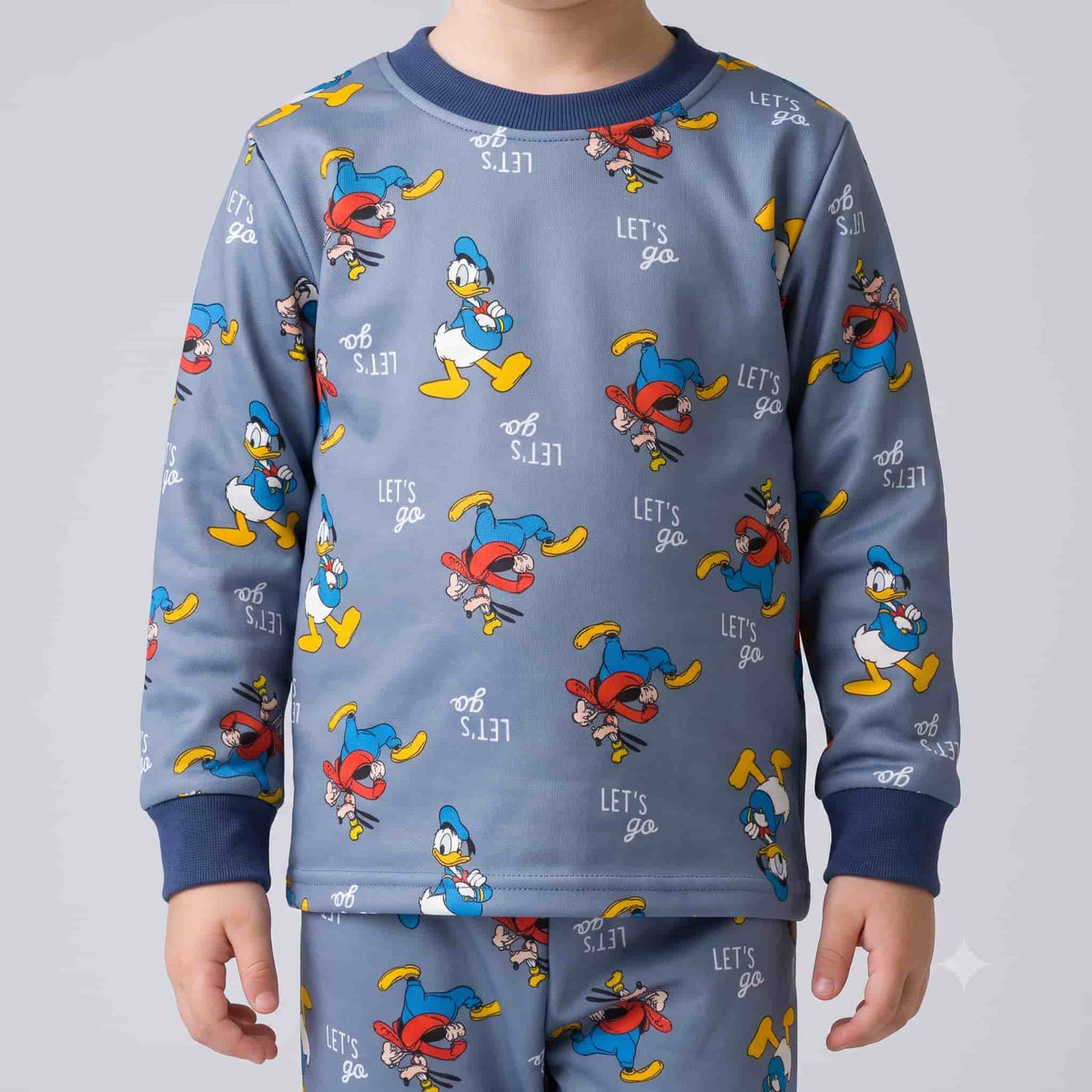 Goofy & Donald Duck Boys Winter Full Sleeves Pajama Set – Blue Grey