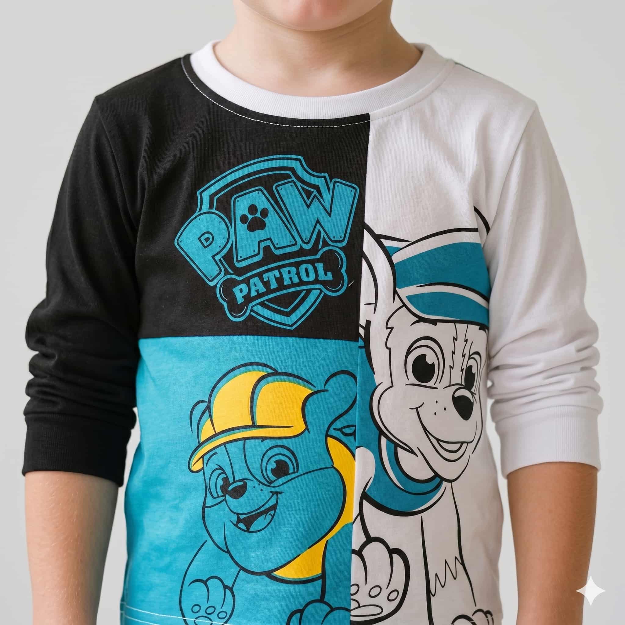 Paw Patrol Boys Full Sleeves Pajama Set - Black, Blue & White
