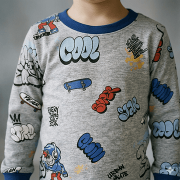Cool Boys Full Sleeves Pajama Set - Grey