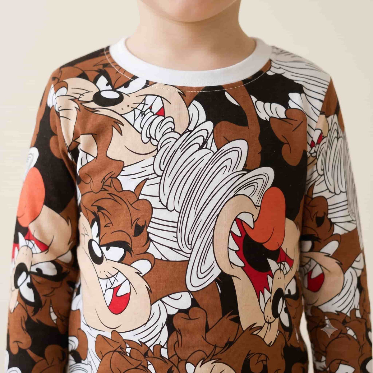 Looney Tunes Boys Full Sleeves Pajama Sets- Brown