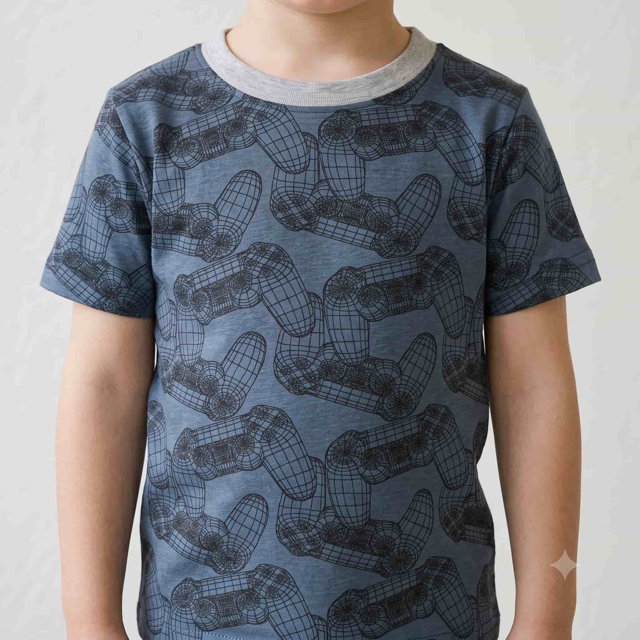 Gamer Grid Boys Short Set - Blue