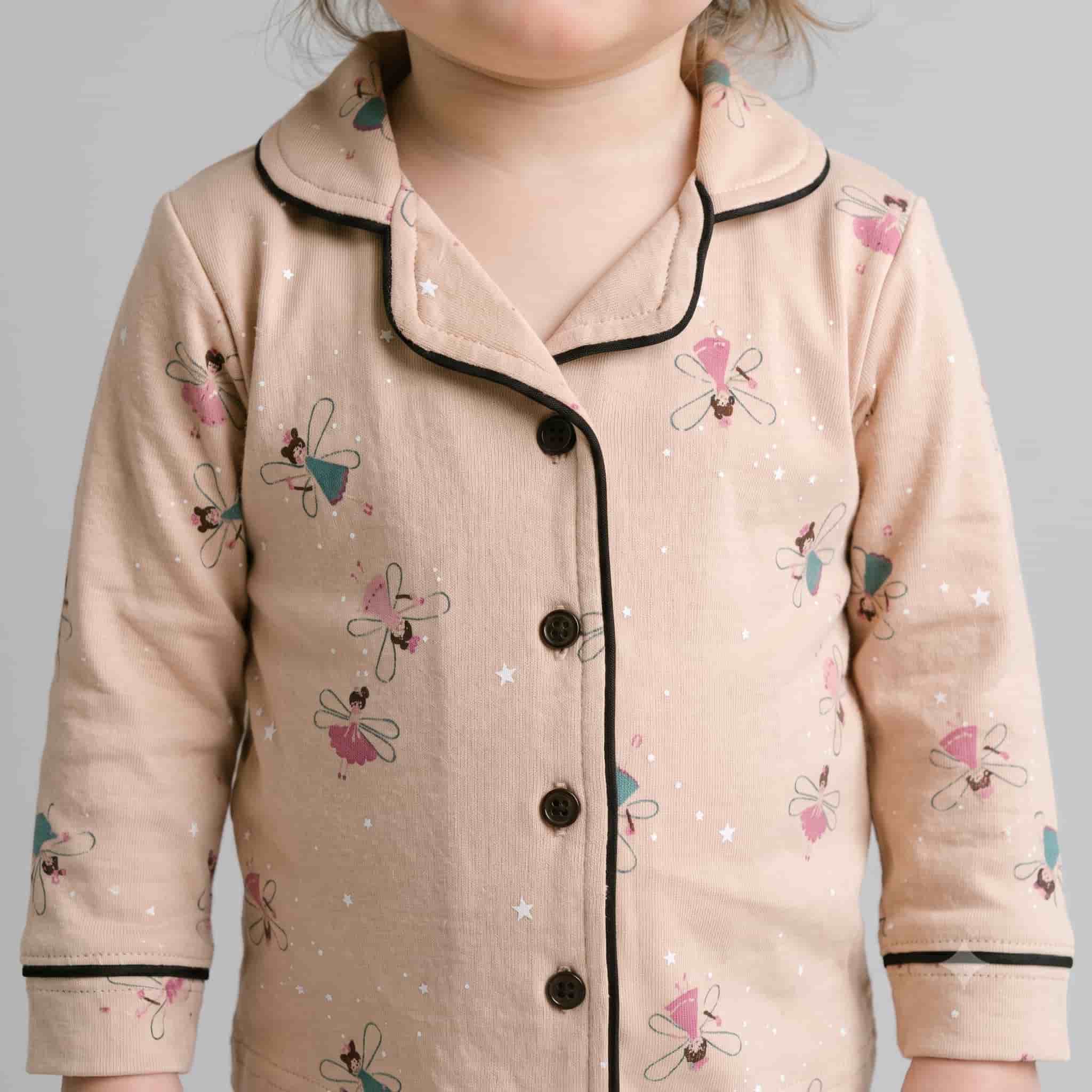 Fairy Bloom Baby Girls Full Sleeves Pajama Set - Peach