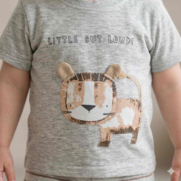 Roaring Style Baby Boys Half Sleeves Set - Grey