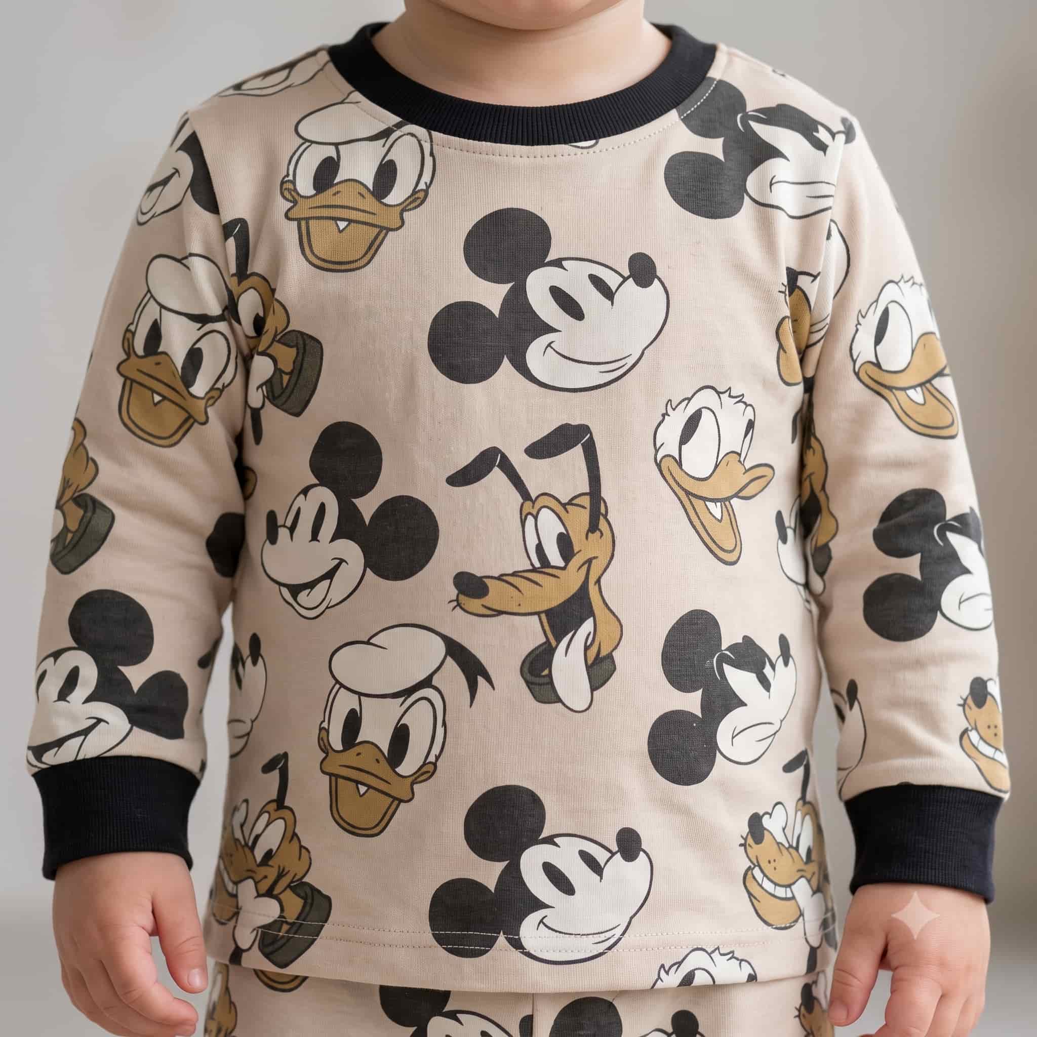 Toon Squad Baby Boys Full Sleeves Pajama Set - Beige