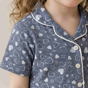 Sweetest Sleep Half sleeves girls Button Pajama Set - Denim