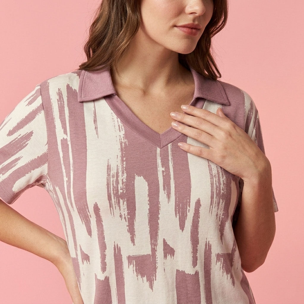 Ikat Women Pajama Set - Pink