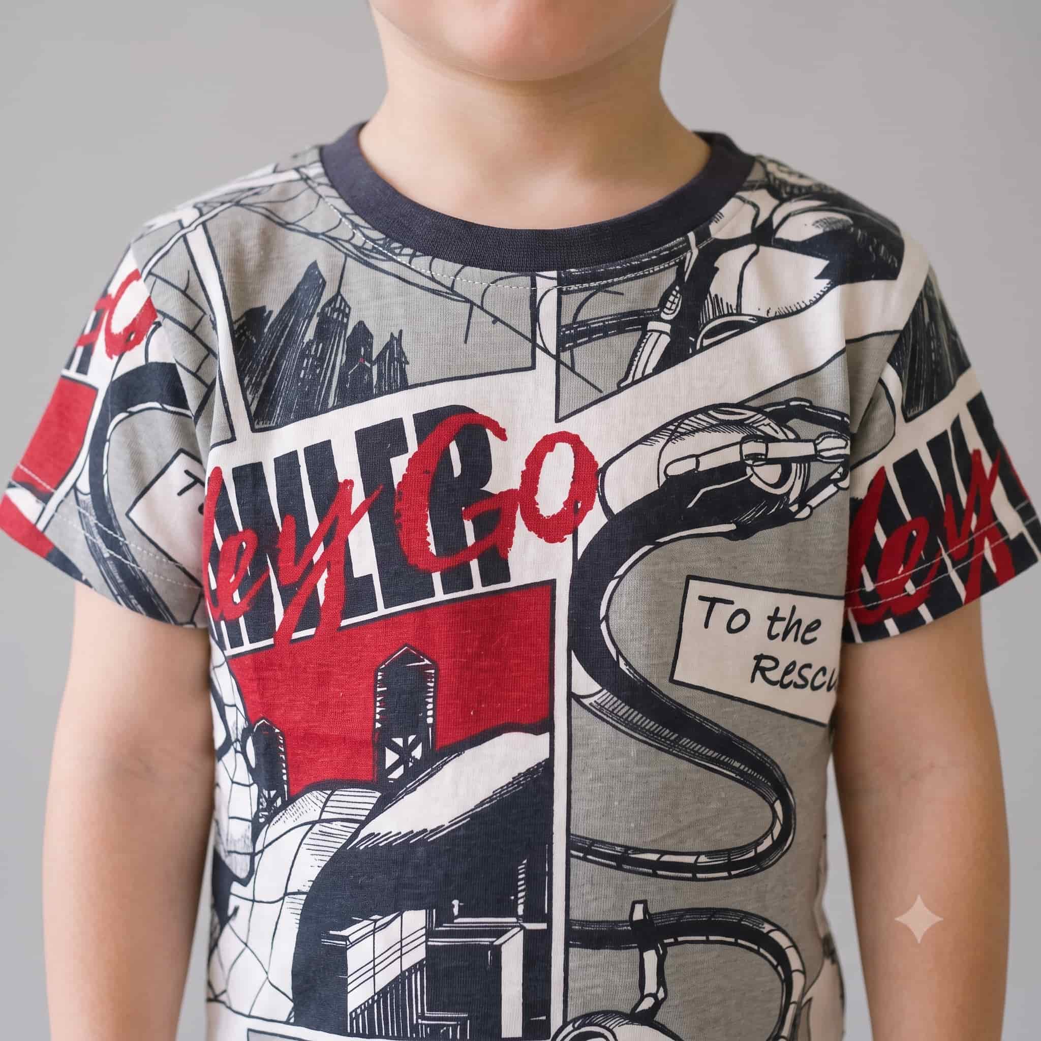 Comic Action Boys Half Sleeves Pajama Set - Grey