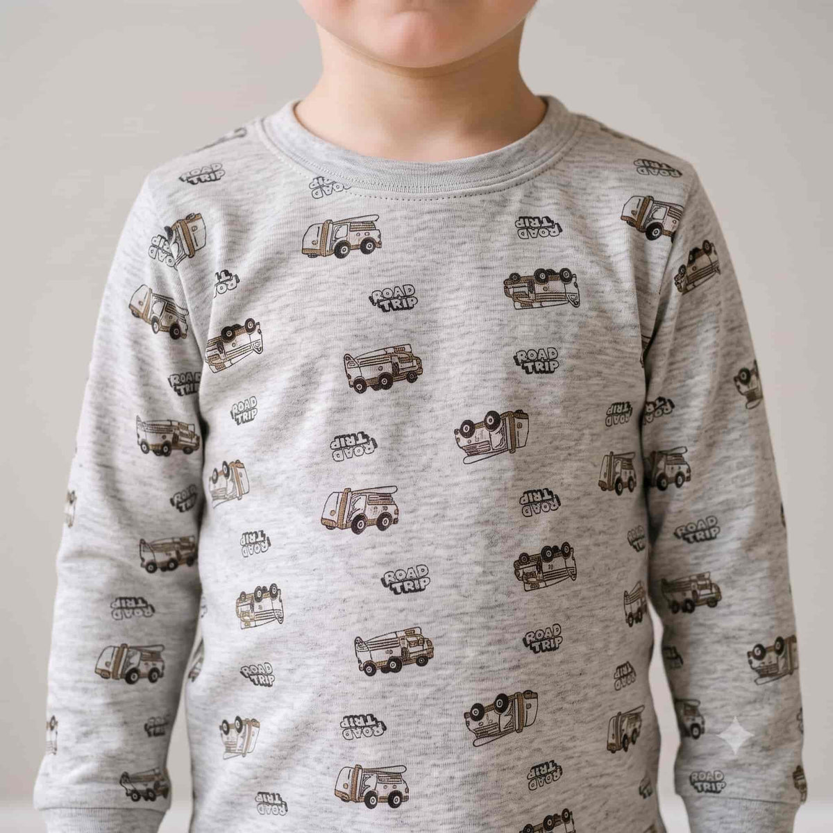 Road Buddy Boys Full Sleeves Pajama Set – Heather Grey