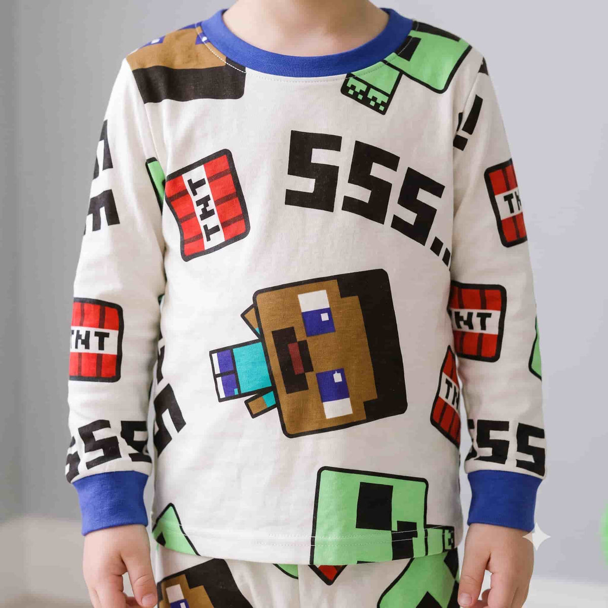 Minecraft Boys Full Sleeves Pajama Set - White