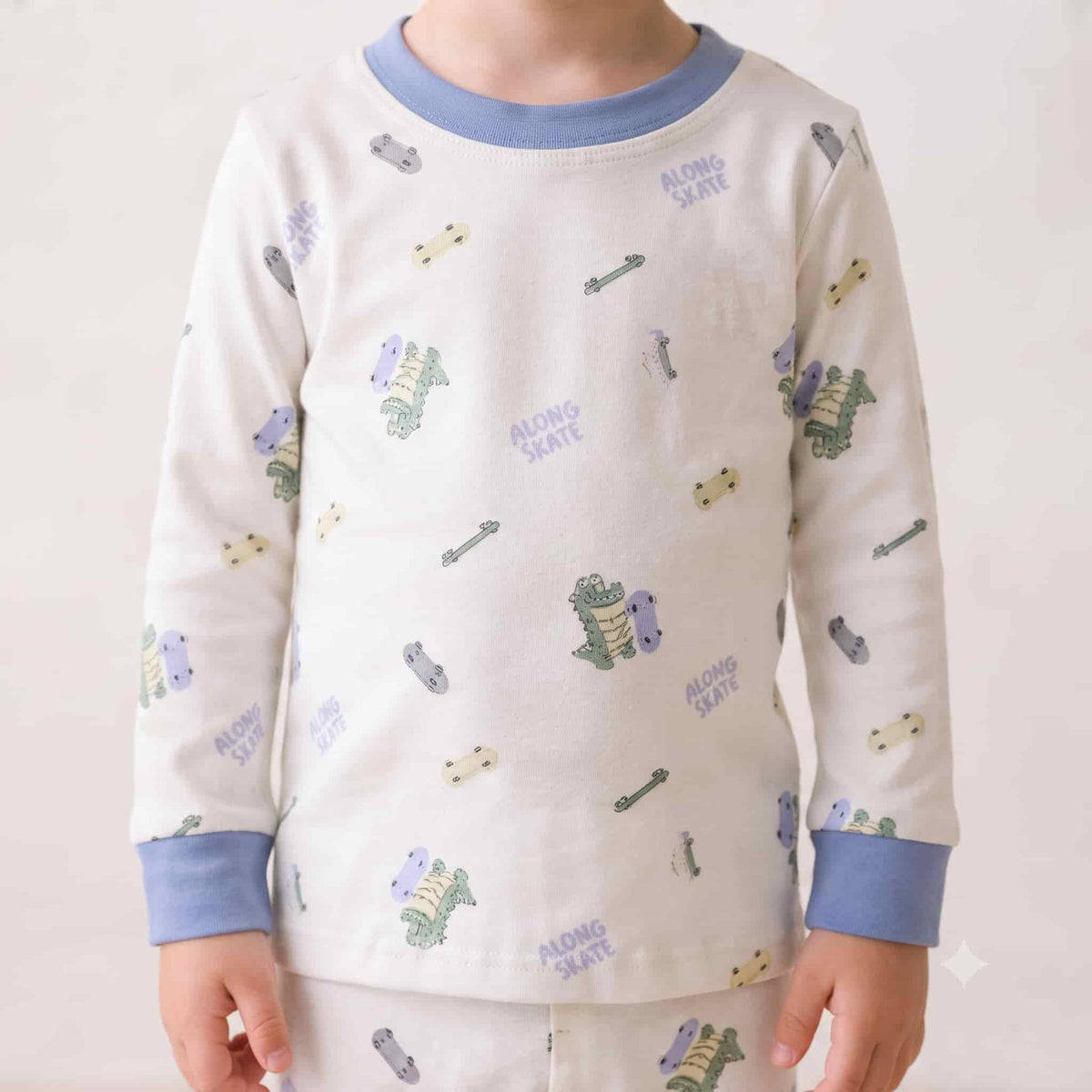 Skate Gator Boys Full Sleeves Pajama Set - Light Blue