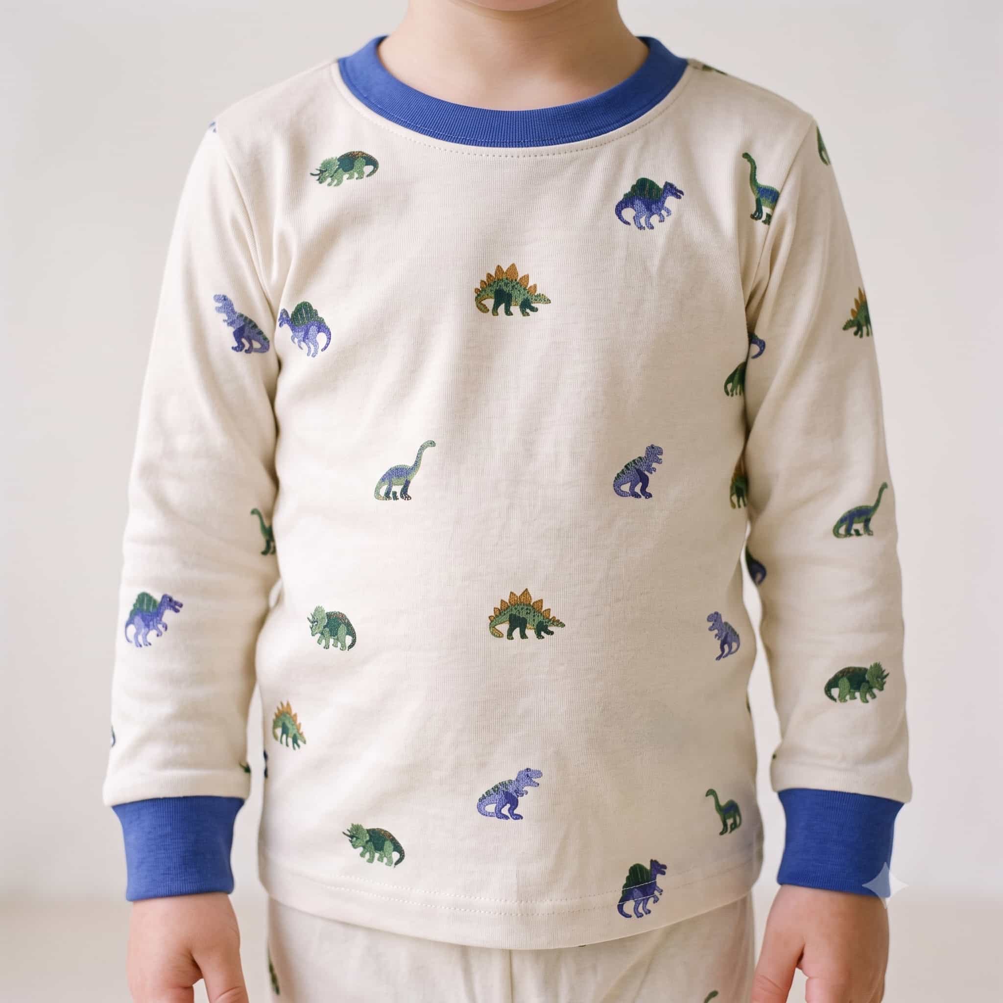 Dino Quest Boys Full Sleeves Pajama Set - Cream