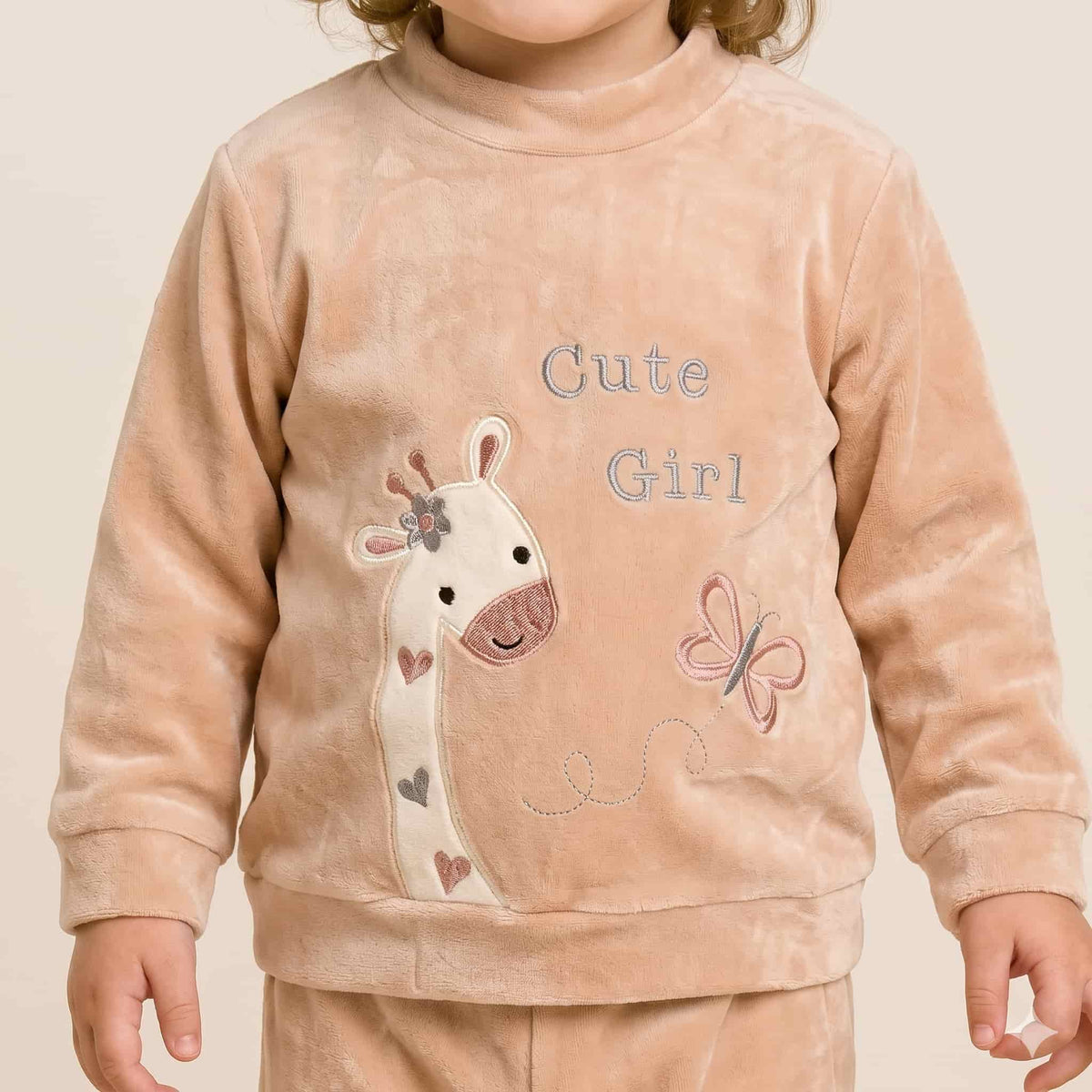Giraffe Giggles Baby Girls Winter Full Sleeves Pajama Set – Peach