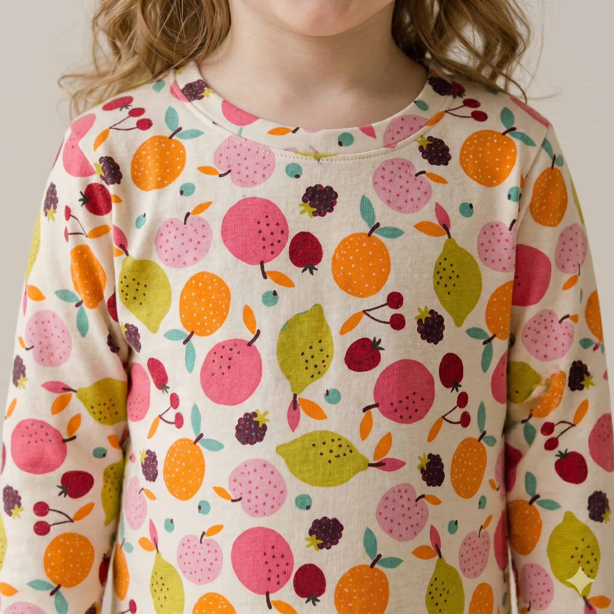 Fruit Punch Girls Full Sleeves Pajama Set - Cream