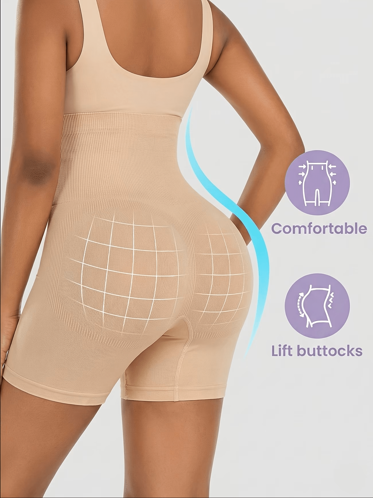 High Waist Tummy Flatter Women Shapewear Panty- Beige