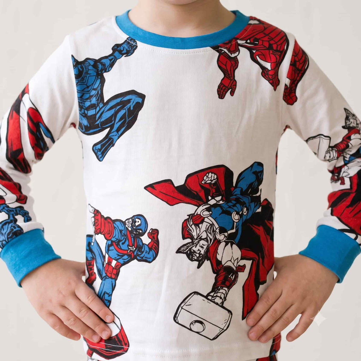 Thor & Captain America Boys Full Sleeves Pajama Set – White