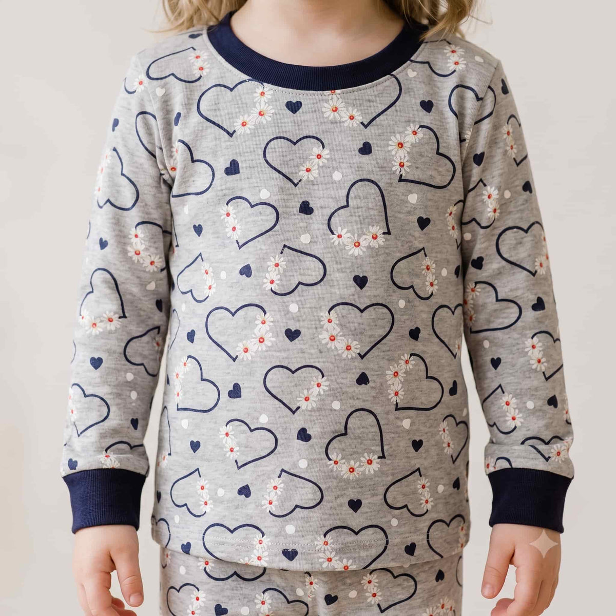 Daisy Daydreams Girls Full Sleeves Pajama Set – Heather Grey