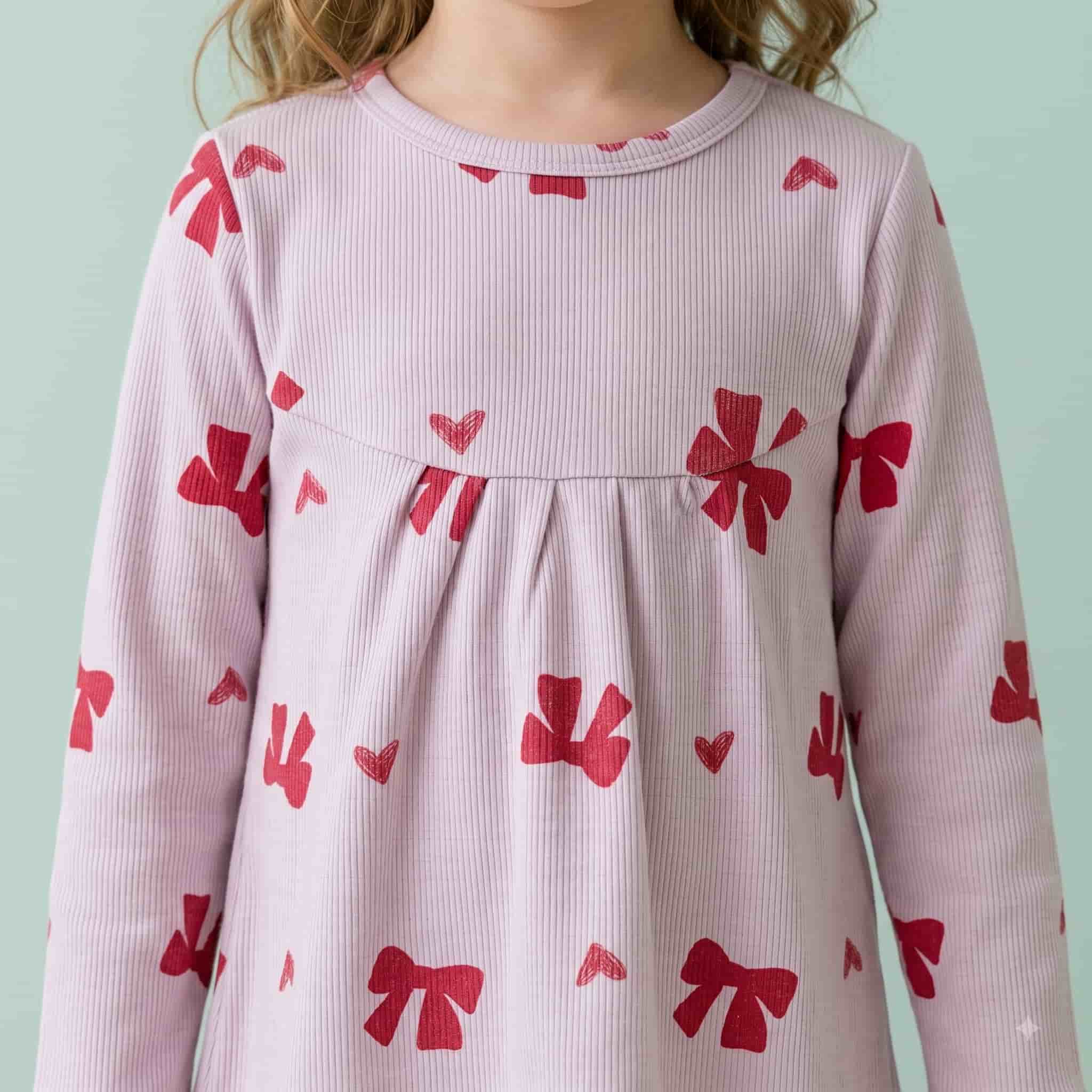 Ruby Bows Girls Full Sleeves Pajama Set - Purple