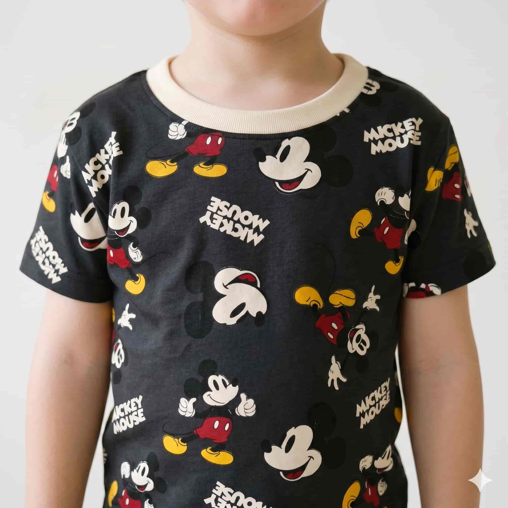 Mickey Mouse Half Sleeves Pajama Set - Black