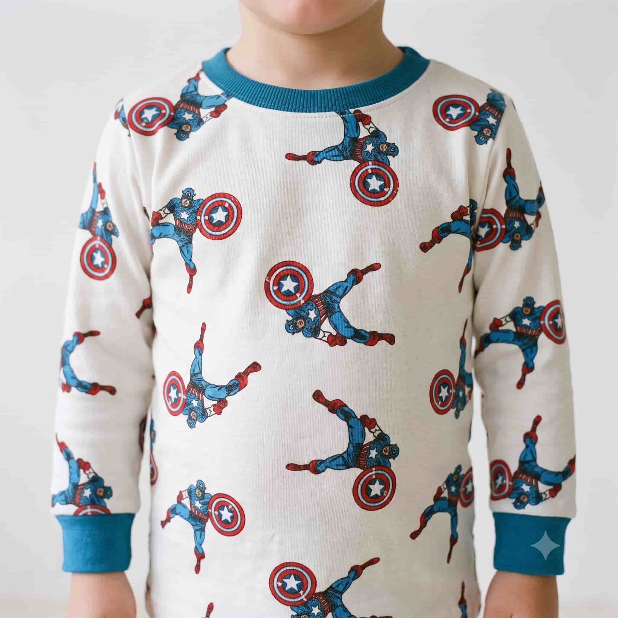 Captain America Boys Full Sleeves Pajama Set - White