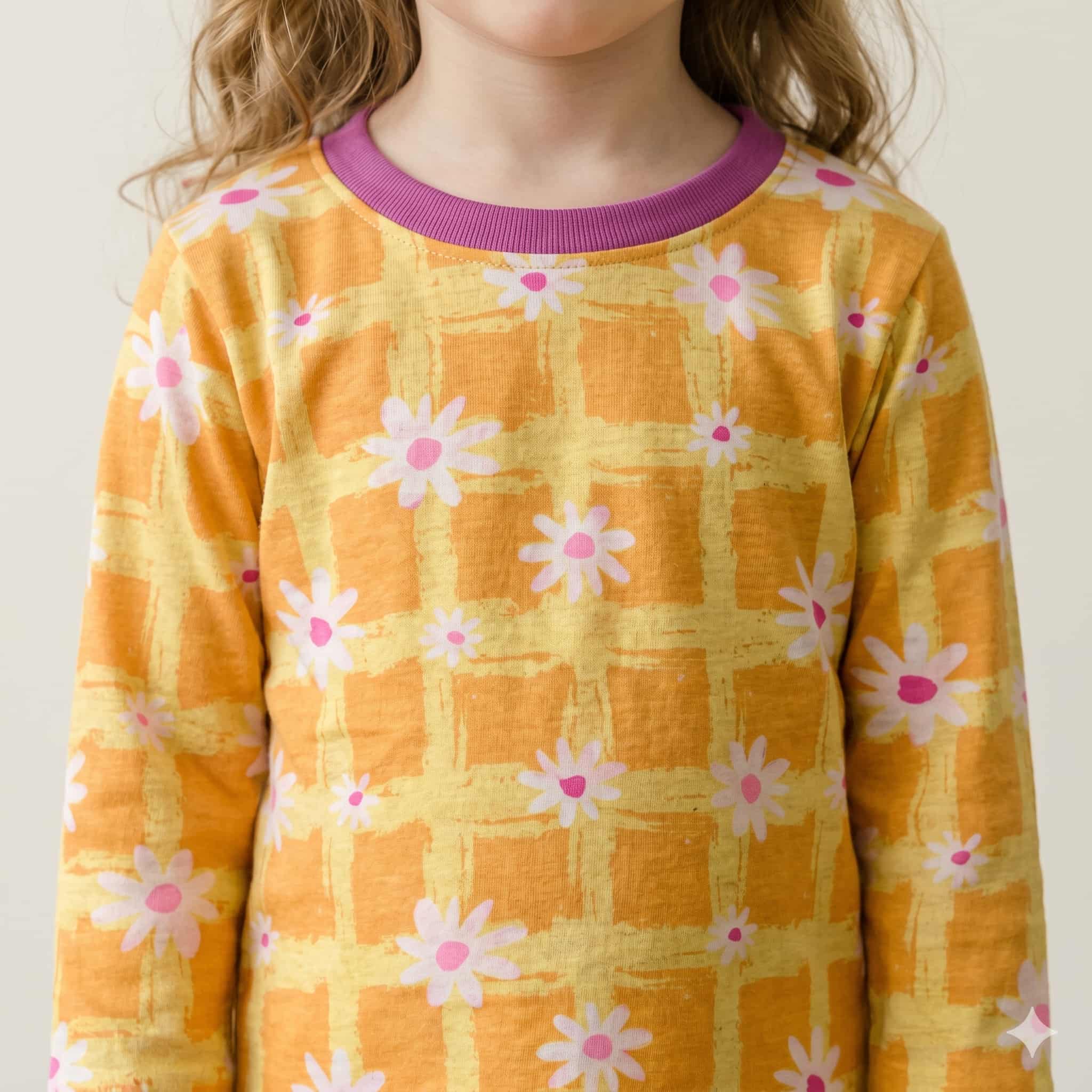Golden Daisies Girls Full Sleeves Pajama Set - Yellow
