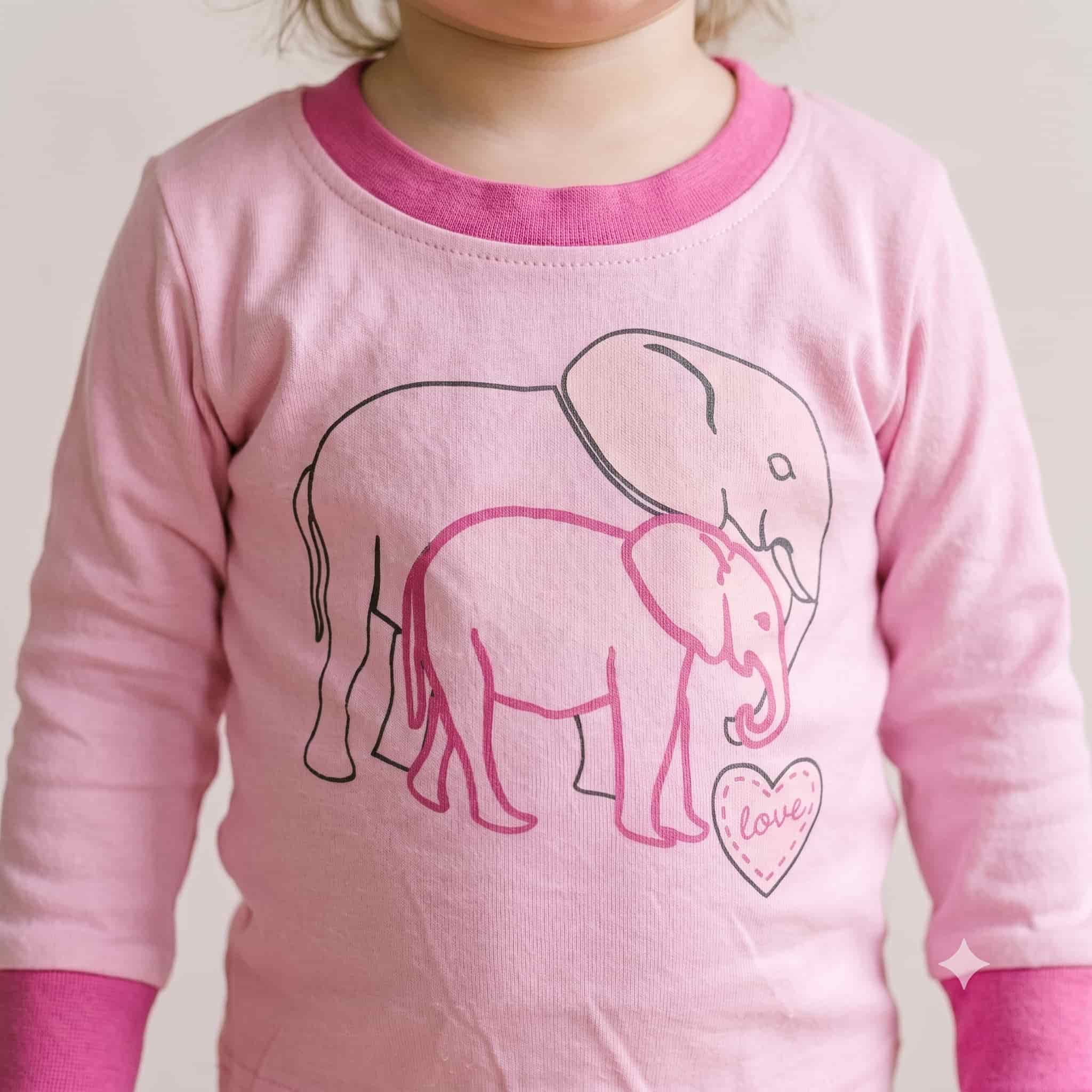 Elephant Cuddles Baby Girls Full Sleeves Pajama Set - Soft Pink