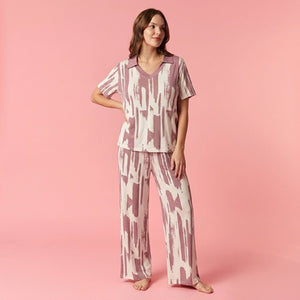 Ikat Women Pajama Set - Pink
