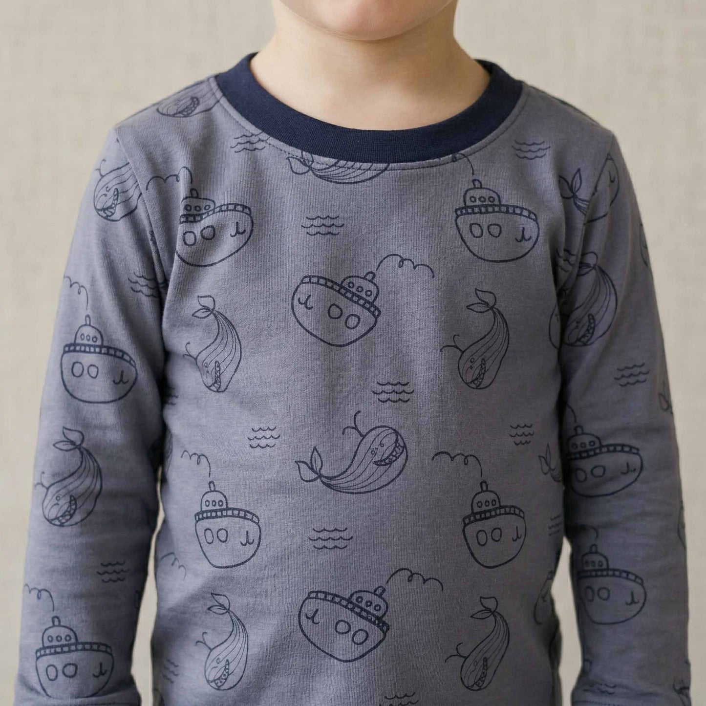 Baby Shark Boys Full Sleeves Pajama Set - Dark Grey