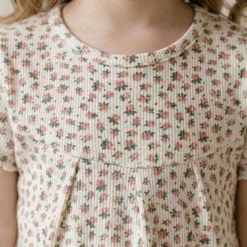 Ditsy Girls Half Sleeves Pajama Set - Cream