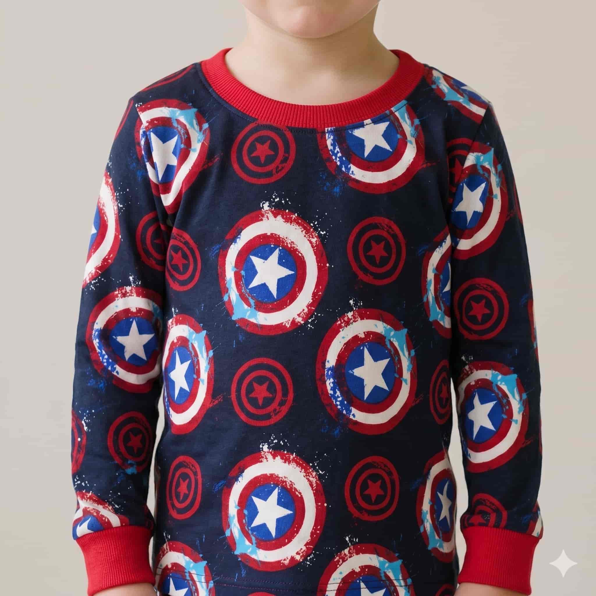 Captain America Boys Full Sleeves Pajama Set - Navy